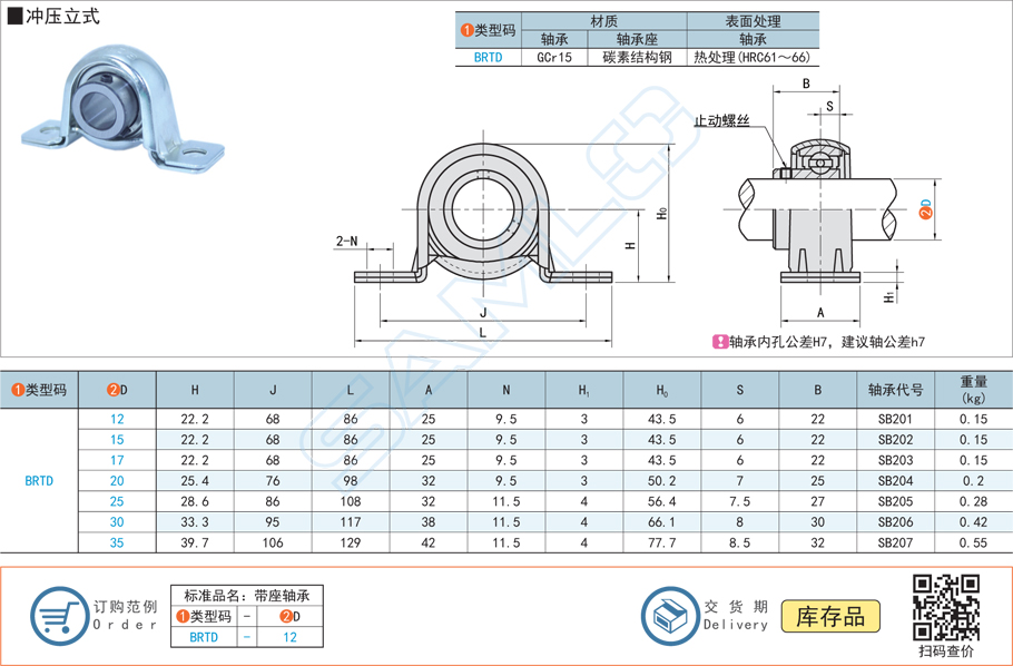沖壓立式帶座外球面球軸承過載沖擊